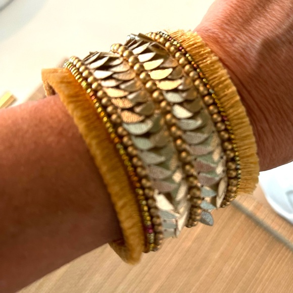 Cuff Bracelet Gold Fringe and Silver
Sequins - Picture 1 of 4